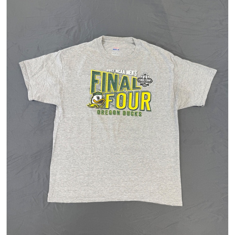 Hanes Beefy-T Oregon Ducks 2017 NCAA Final Four Mens Gray Graphic‎ T-Shirt L